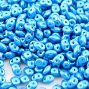 10 gr Superduo Pearl Shine Azuro beads 5*2.5 mm, Czech glass beads, two-hole beads CHOOSE QUANTITY for discount