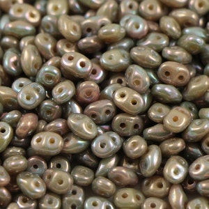 10 gr Superduo Nebula Opaque Beige 5*2.5 mm, Czech glass beads, two-hole beads CHOOSE QUANTITY for discount
