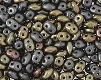 10 gr Superduo cuentas de cuero metalizado mate 5*2,5 mm, cuentas de vidrio checo, cuentas de dos agujeros ELIGE LA CANTIDAD para obtener descuento