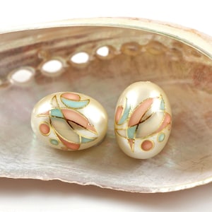 Tensha beads oval 16*12 mm, decal beads from Japan, handmade Japanese beads tensha, oval beads, focal beads, 2/5/10 pcs