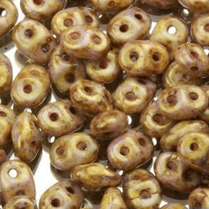 10 gr Superduo Luster Travertine beads 5*2.5 mm, Czech glass beads, two-hole beads CHOOSE QUANTITY for discount