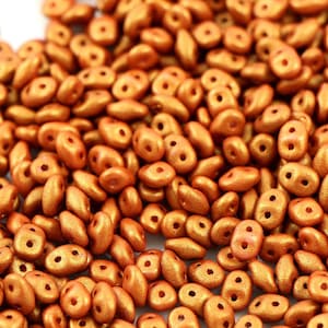 10 gr Superduo Gold Shine Amber beads 5*2.5 mm, Czech glass beads, two-hole beads CHOOSE QUANTITY for discount