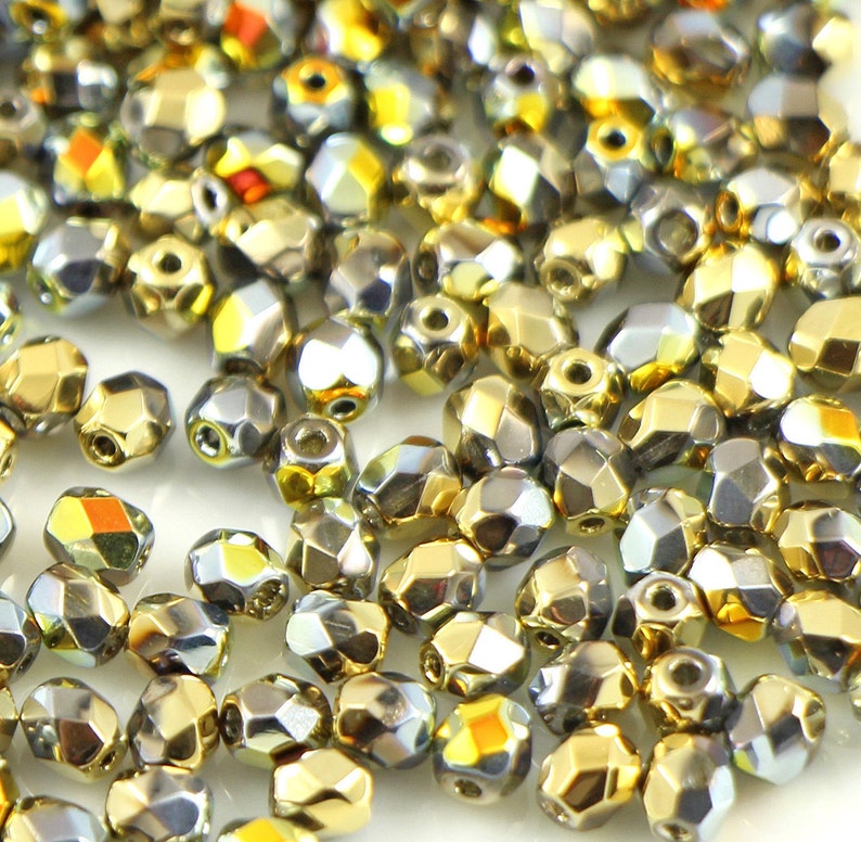 100 600 pcs Fire-Polished 4 mm, Czech glass beads, faceted glass round beads California Sunshine CHOOSE QUANTITY for discount image 1