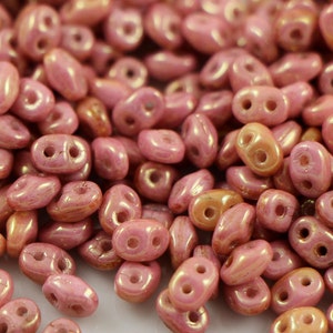 10 gr Superduo Luster Metallic Pink 5*2.5 mm, Czech glass beads, two-hole beads CHOOSE QUANTITY for discount