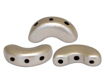 25 stuks Arcos® Perles par Puca®-kralen, Tsjechische kralen 5*10 mm, driegatskralen Metallic matbeige KIES HOEVEELHEID voor korting
