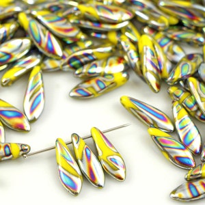 Daggers Czech beads 1-hole 5*16 mm glass beads, petal beads, leaf beads, rainbow beads (25 pcs) or CHOOSE QUANTITY for discount
