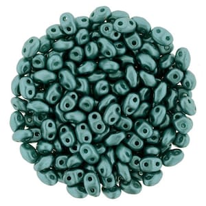 10 gr Superduo pearl coat teal beads 5*2.5 mm, Czech glass beads, two-hole beads CHOOSE QUANTITY for discount