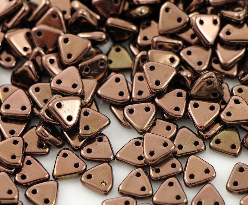 10 gr Czechmates™ Triangle beads, Two-hole 6 mm beads, Bronze, Czech glass beads, 10-50 gr CHOOSE QUANTITY for discount image 1