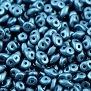 10 gr Superduo pearl steel blue 5*2.5 mm, Czech glass beads, two-hole beads CHOOSE QUANTITY for discount
