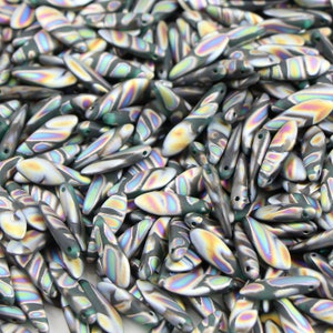 Daggers Czech beads 1-hole 5*16 mm glass beads, petal beads, leaf beads, rainbow beads MATTE (25 pcs) or CHOOSE QUANTITY for discount