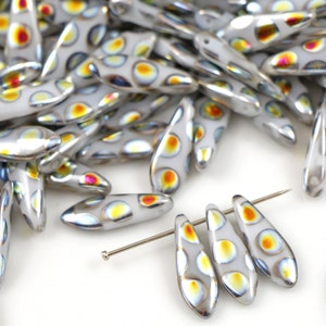 Daggers Czech beads 1-hole 5*16 mm glass beads, petal beads, leaf beads, peacock  beads  (25 pcs) or CHOOSE QUANTITY for discount