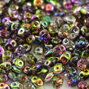10 gr Superduo Magic Violet/Green 5*2.5 mm, Czech glass beads, two-hole beads CHOOSE QUANTITY for discount