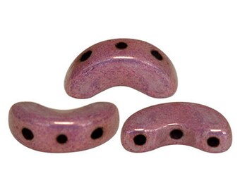 25 stuks Arcos® Perles par Puca®-kralen, Tsjechische kralen 5*10 mm, driegatskralen ondoorzichtig amethist goud keramiek look KIES HOEVEELHEID voor korting
