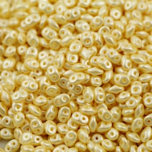 10 gr Superduo pearl coat cream beads 5*2.5 mm, Czech glass beads, two-hole beads CHOOSE QUANTITY for discount