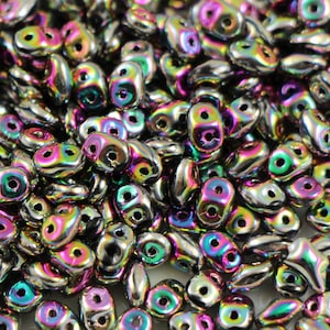 10 gr Superduo Full Vitrail Green 5*2.5 mm, Czech glass beads, two-hole beads CHOOSE QUANTITY for discount