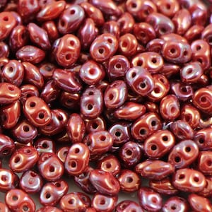 10 gr Superduo Nebula Opaque Red 5*2.5 mm, Czech glass beads, two-hole beads CHOOSE QUANTITY for discount