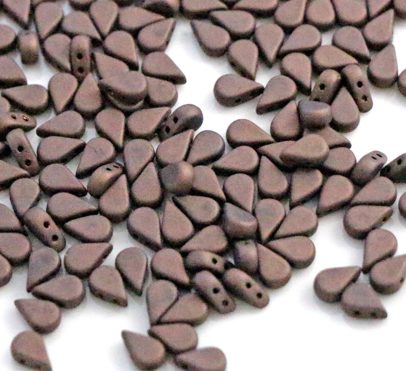 25 pcs Amos Perles par Puca® beads,Czech glass beads 5.52.5 mm, drop beads Dark bronze matte CHOOSE QUANTITY for discount image 1