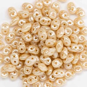 10 gr Superduo Luster Ivory beads 5*2.5 mm, Czech glass beads, two-hole beads CHOOSE QUANTITY for discount
