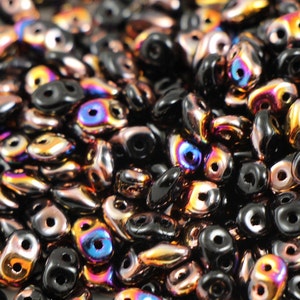 10 gr Superduo Jet Sliperit 5*2.5 mm, Czech glass beads, two-hole beads CHOOSE QUANTITY for discount