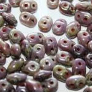 10 gr Superduo violet picasso beads 5*2.5 mm, Czech glass beads, two-hole beads CHOOSE QUANTITY for discount