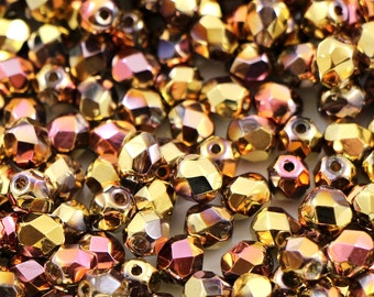 50 pcs 6 mm Fire-Polished Czech glass beads, faceted beads, faceted round beads California Pink CHOOSE QUANTITY for discount