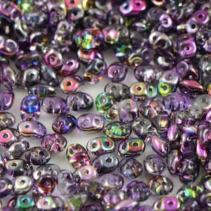 10 gr Superduo Magic Violet/Gray 5*2.5 mm, Czech glass beads, two-hole beads CHOOSE QUANTITY for discount