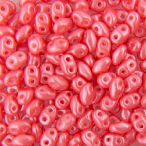 10 gr Superduo Pearl shine coral beads 5*2.5 mm, Czech glass beads, two-hole beads CHOOSE QUANTITY for discount