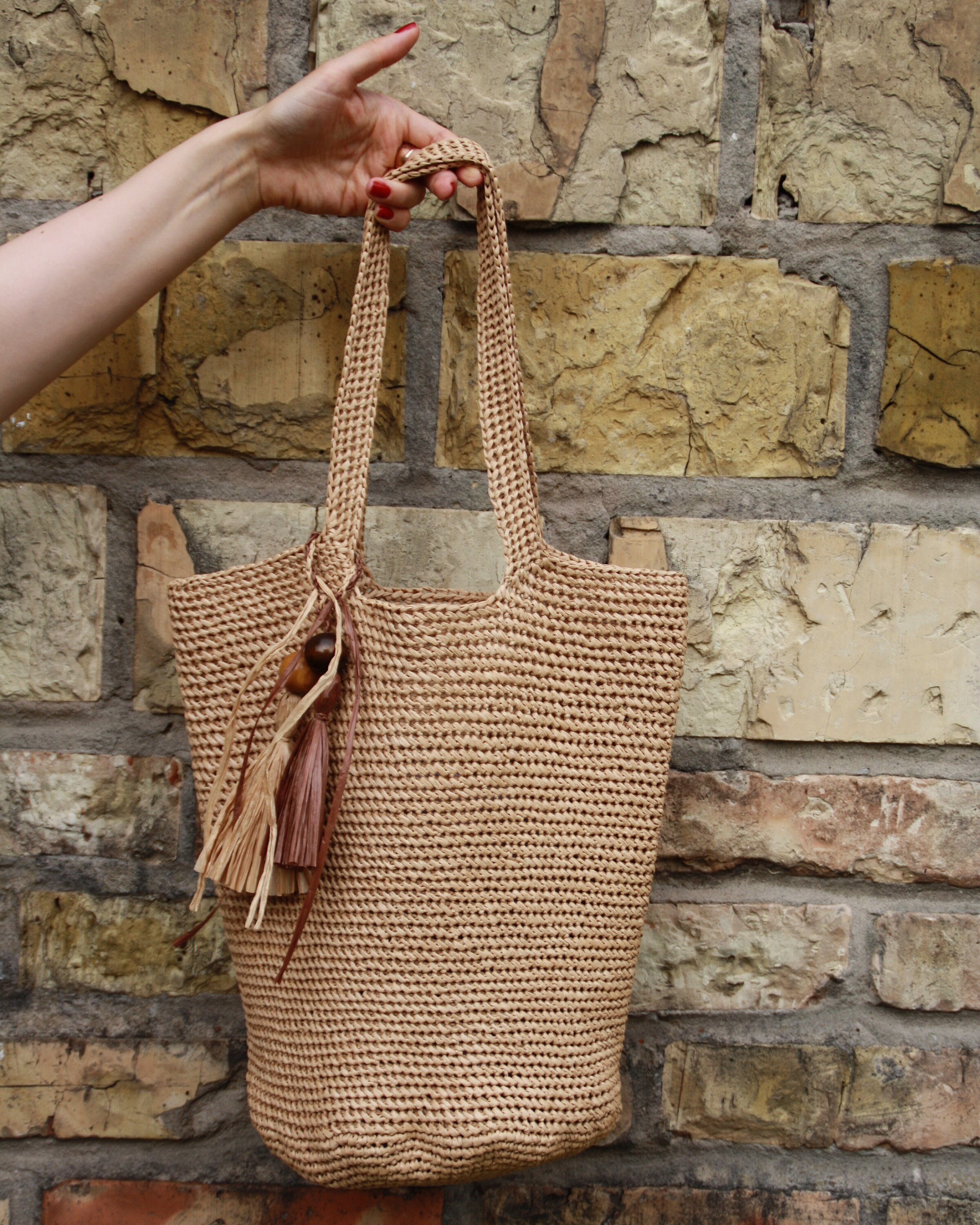 Beige Crochet Raffia Beach Summer Bag Hand Crafted Straw | Etsy