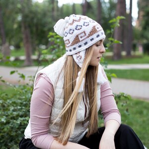 thumbnail image 2 of Unisex Knit Ear Flap Beanie Hat With Pom-Pom - Winter Ski Snow Cap For Adult, Teen, Kid 2 of 4