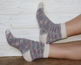 Merino Wool Colorful Women Socks Warm Wool Casual Knit Socks Girl Boots Bright Socks Coloured Knit Leg Warmers Gift for her Christmas gift