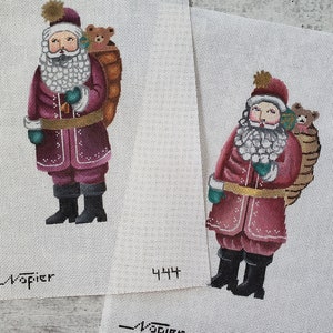 SANTA NEEDLEPOINT ~ Napier ~ Old World Santa ~ Vintage Christmas Needlepoint ~ Vintage Santa Canvas ~ Hand Painted ~ Christmas Canvas