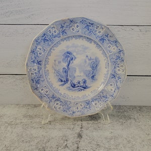 ANTIQUE TRANSFERWARE PLATE ~Charles Meigh ~Tivoli ~1835-1849 ~Blue & White Transferware ~Collector Plate  Wall Plate ~Display Plate ~English