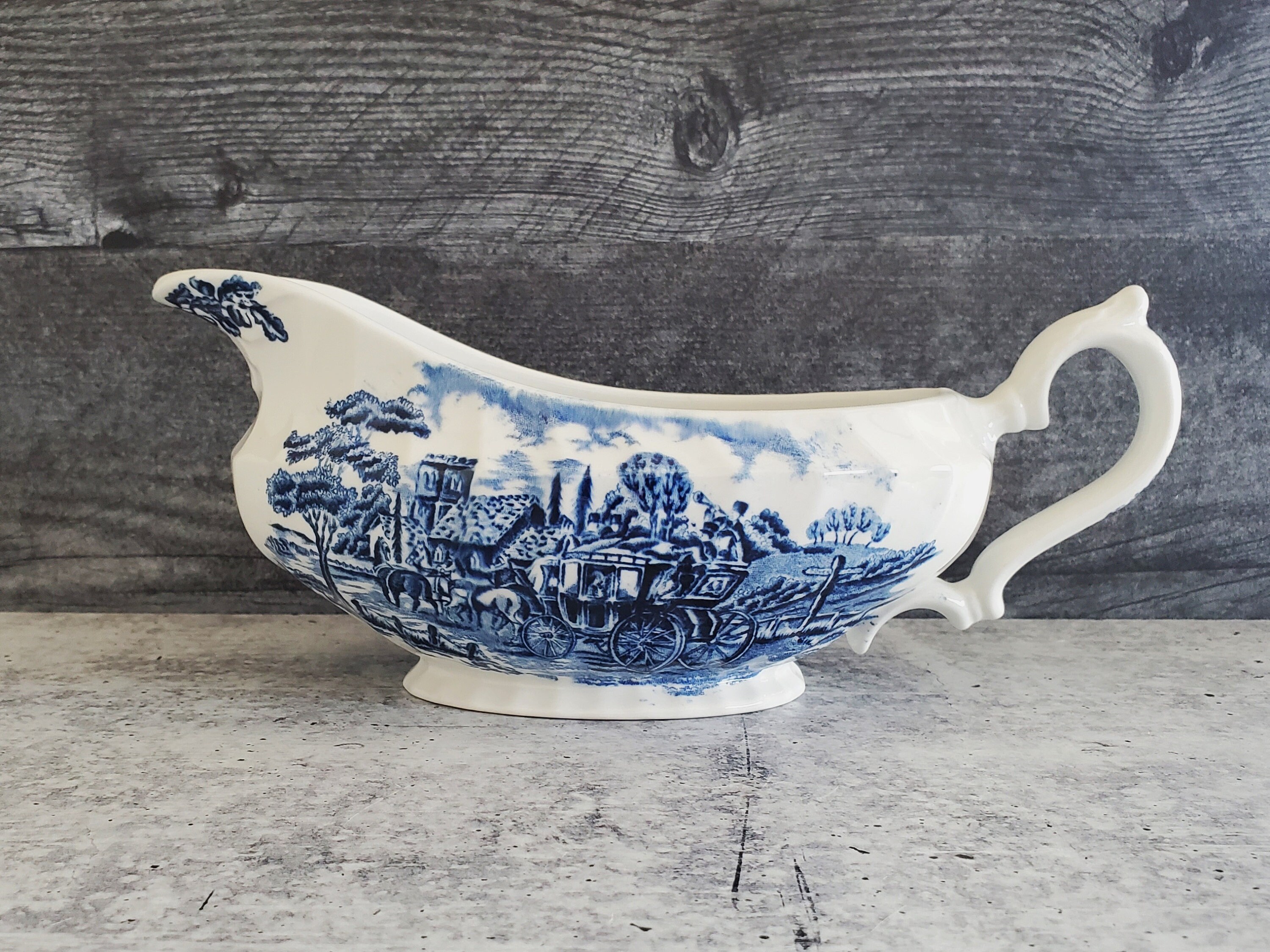 GRAVY BOAT ~ Myott Staffordshire ~ Royal Mail Blue ~ Blue Transferware ~ Replacement ~ Collectible Transferware ~ Blue and White ~ Farmhouse