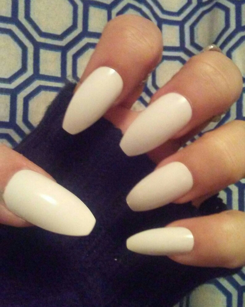 White Wedding Coffin Nails Matte or Glossy Long or Short | Etsy