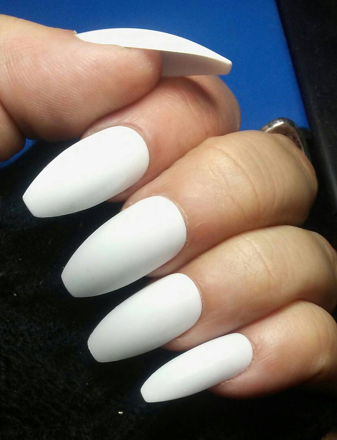 White Wedding Coffin Nails Matte or Glossy Long or Short | Etsy
