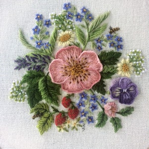 Intermediate Level Crewel Embroidery Kit - An English Bouquet