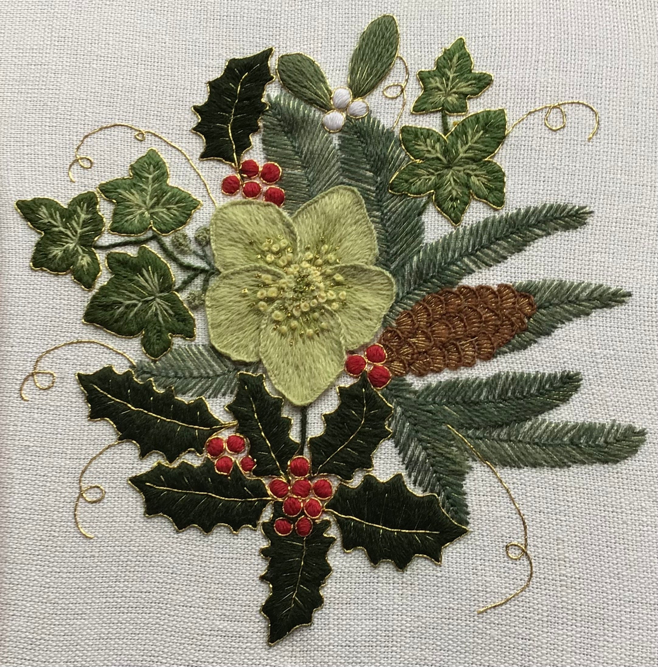 Broderie Crewel Vintage Fleurs Sauvages - Sur Lin - 23x26 Pouces