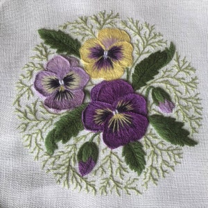 Heartsease-pansy crewel embroidery kit