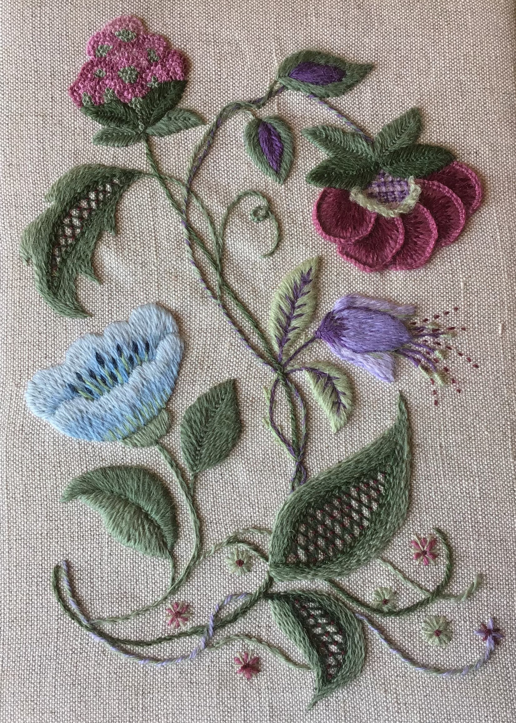 Kit de broderie fleurs vintage Crewel - France