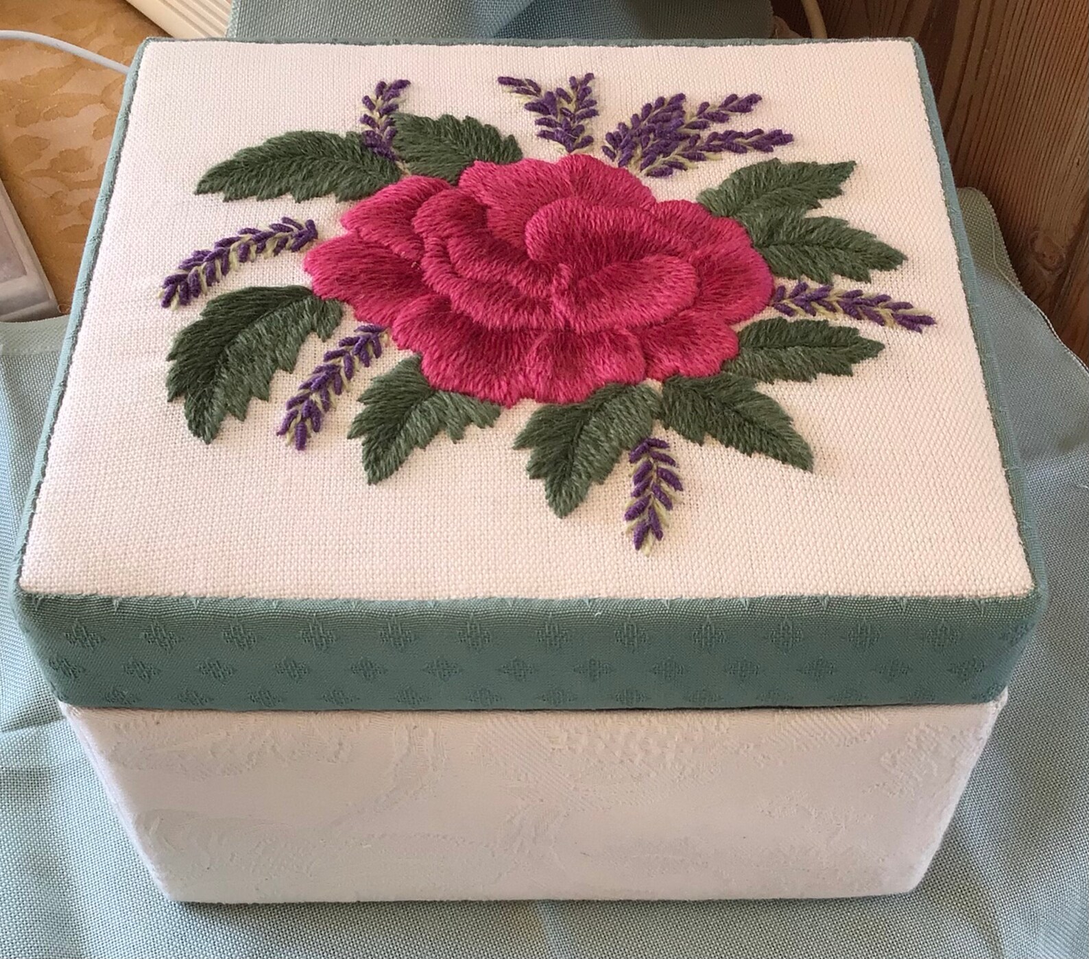 Rose and Lavender a Crewel Embroidery Kit for Beginners Etsy
