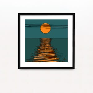 Fine Art Print, Signed Artwork, Archival Quality Print, Wall Decor, Giclée Print, Minimalist Decor, Super Moon On Lake Michigan  5&quot;x5&quot;