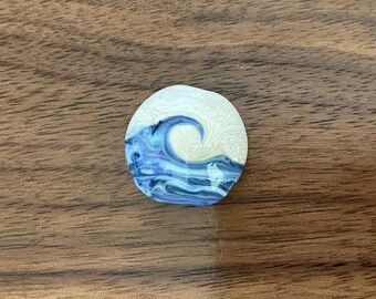 Beach bead  for Jewelry Makers. Dark Blue wave.  Beach Bead.  Ocean scene.  Lampwork Glass Bead.  Sand and Sea.  Water.