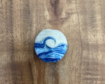 Beach bead  for Jewelry Makers. Large Blue wave.  Beach Bead.  Ocean scene.  Lampwork Glass Bead.  Sand and Sea.  Water.