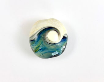 Ocean Wave Bead for Jewelry Makers. Wave Bead that Shimmers.  Lampwork Glass Bead.  Ocean Inspiration.  Beach vacation.  Beach Bead.