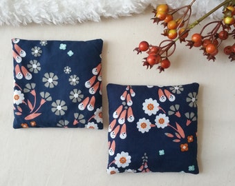 Organic Cotton Lavender Sachets Navy Floral Print - Set of Two