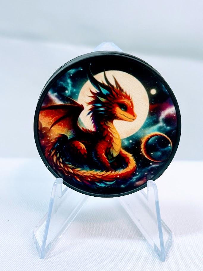 Dark Graphic Dragon Moon PopSocket – Klebender PopGrip Für Handys Mit Coolem Drachen-Mond Design | Wechselbar Und Handlich