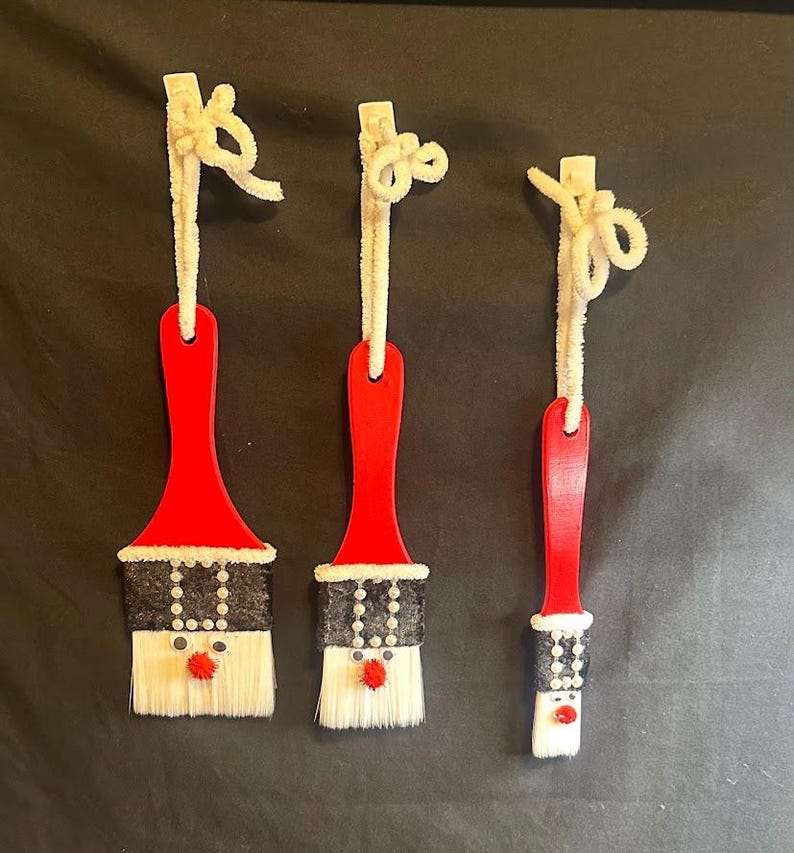 Christmas Santa Paint Brush Decorations or Ornaments Set Home