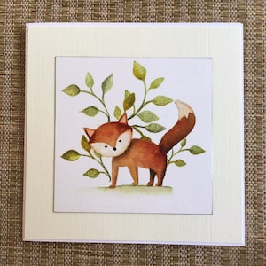 Cute fox card, handmade card, fox birthday card, fox blank card