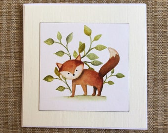 Cute fox card, handmade card, fox birthday card, fox blank card