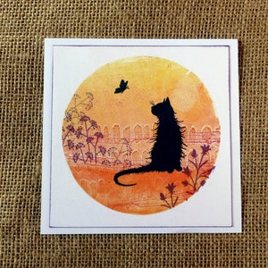 carte de chat faite main, carte d'anniversaire de chat, carte de chat vierge, carte de remerciement de chat,
